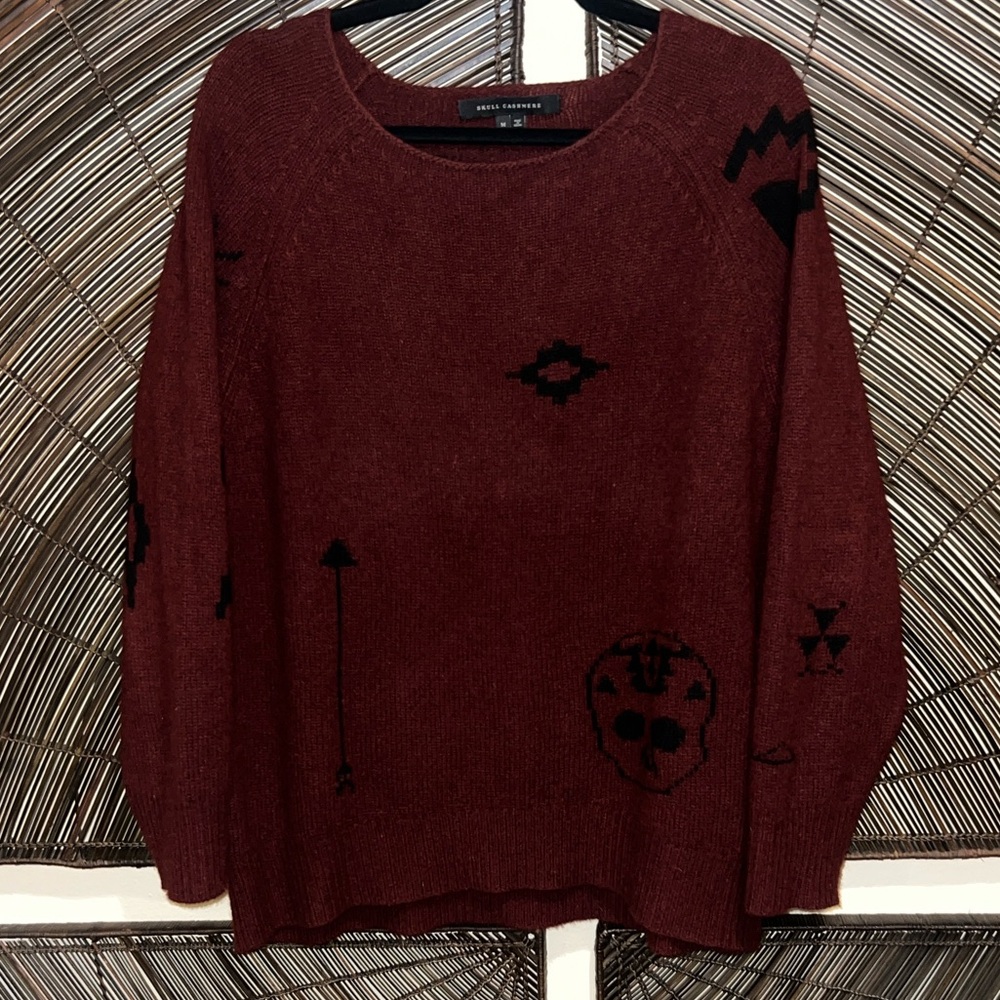Skull Cashmere Burgundy Sweater